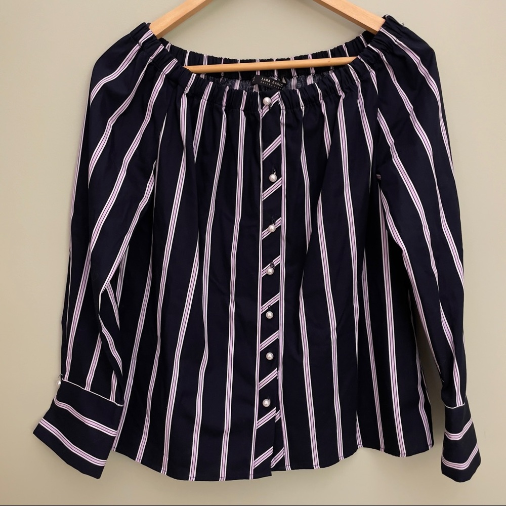 Zara Striped Button Up Top